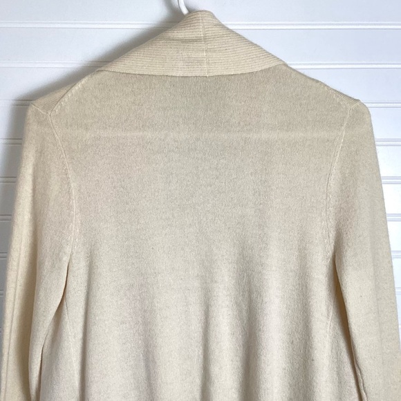 MICHEAL Micheal Kors Cream 100% Cashmere Open Front Shawl Collar Cardigan Small - Picture 5 of 6